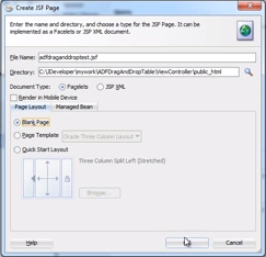 Giving the blank JSF page a name