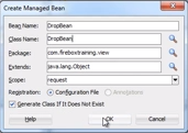 Adding values for the managed bean settings