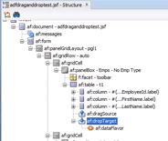 Selecting the afiDropTarget tag from the Property Inspector pane