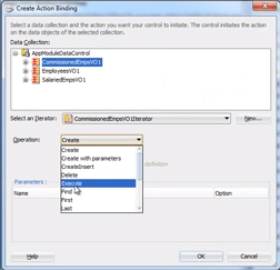 Changing the CommissionedEmpsVO1 object operation to Execute