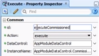 Changing the id property to executeCommissioned