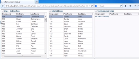Testing the drag-and-drop function - screen at startup