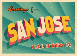 Vintage Touristic Greeting Card - San Jose, California - Vector