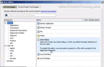 Screenshot showing how to create a new Java Class