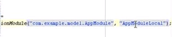 Screenshot showing the createRootApplicationModule code
