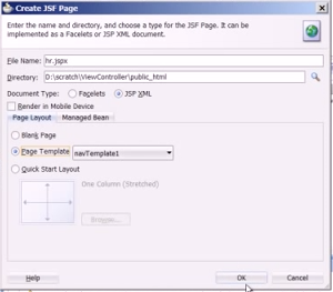 Configuring the JSF page