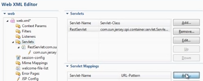 Adding a URL servlet mapping to the restful web service