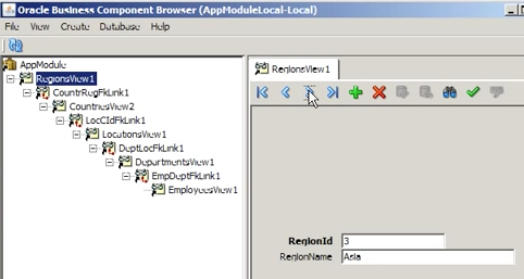 Relationships displayed in the Oracle Business Objects Browser window